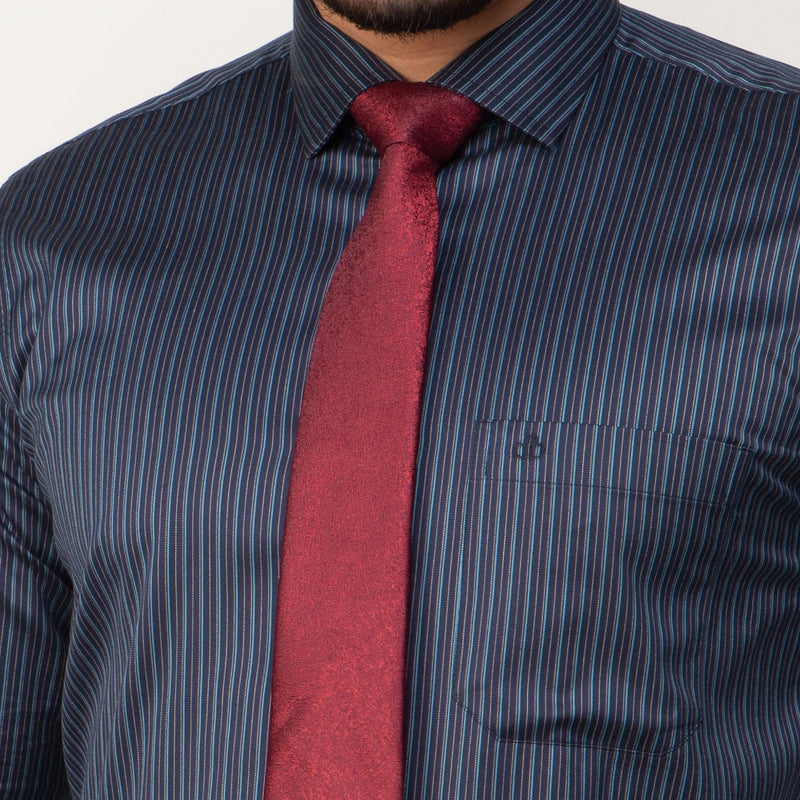 Shirt:Full Sleeve Blue Door_Regular Fit_ Stripe_296#1